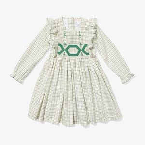 Smocked Green and White Dress 3 years from Oso & Me NWT